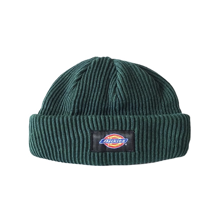 Short beanie hat dickies original premium warna hijau botol/kupluk rajut dickies warna dark green