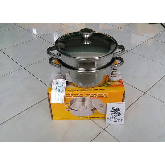 Bima 20 Cm Pot & Steamer With Cover Panci dan Kukusan 20 Cm Bima M1513
