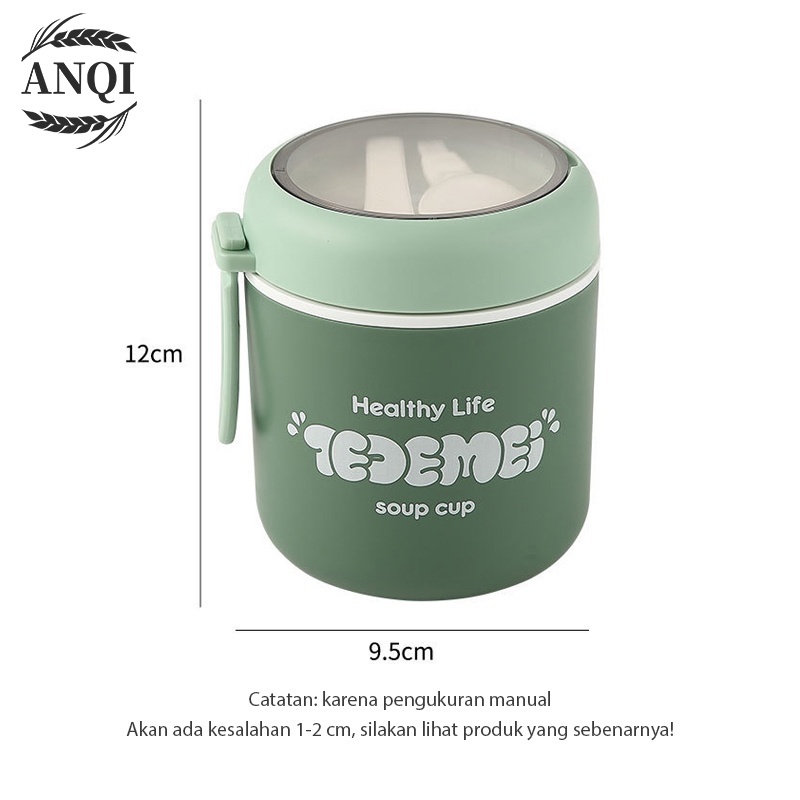 ANQI 1888 Gelas Soup &amp; Ice Multifungsi + Sendok Anti Tumpah BPA Free VS-77