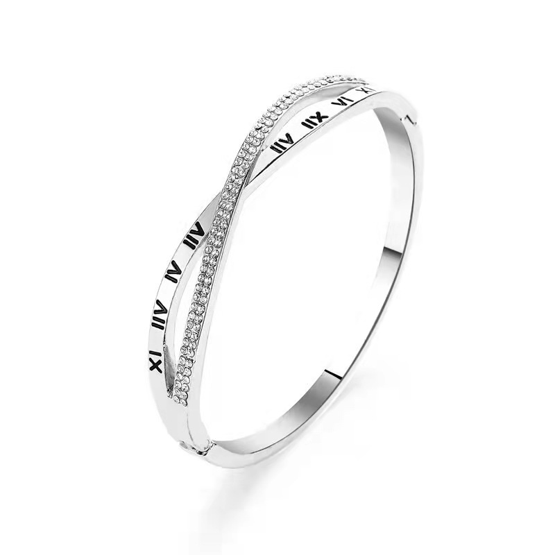 [COD] Gelang Wanita Diamond Titanium premium Lapis Rose Gold Fashion Import-SP-18 Silver