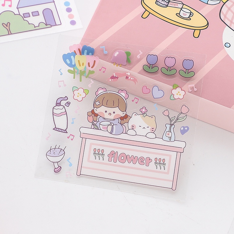 

4 Lembar Stiker Tumblr Stiker Set Motif Anak Perempuan Gadis Kecil Lucu Stiker Aesthetic Lucu Botol Minum / Hp / Laptop / Diary Stiker Anti Air / Stiker Untuk Deco Scrapbook Jurnal
