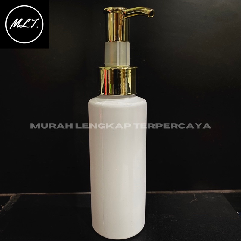 BOTOL PUMP LOCK GOLD LUXURY RF 100ML PUTIH TUTUP PUMP CLIP OIL GOLD LUXURY BOTOL 100ML PUTIH PUMP LOCK GOLD LOTION LUXURY