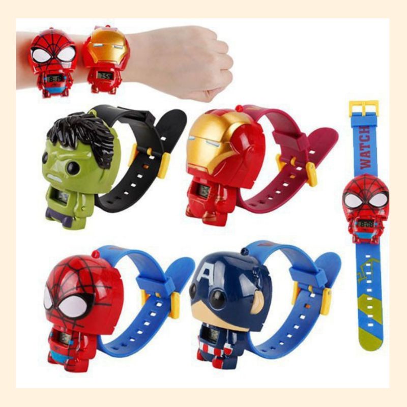 Yuniklo Jam Tangan Anak Karakter  Kepala Robot Superhero Kartun Murah