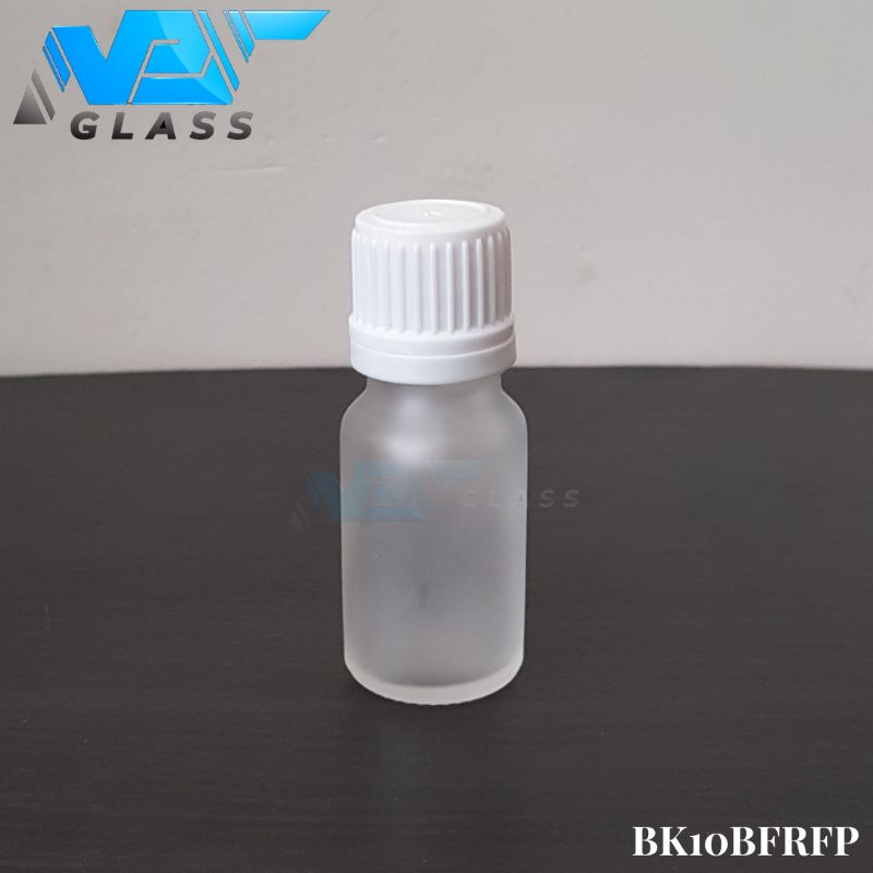 botol kaca 10ml bening frosted doff tutup filler putih