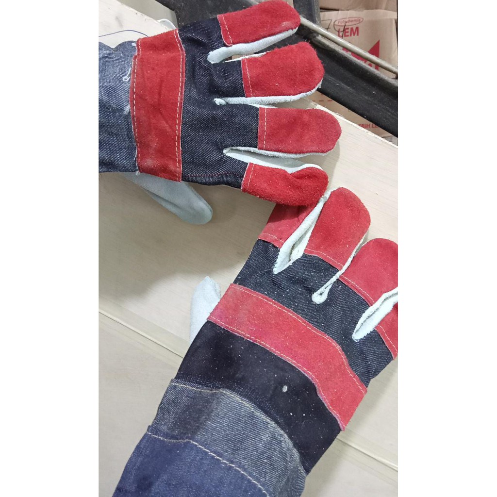 SARUNG TANGAN LAS MURAH TEBAL KOMBINASI PENDEK Kulit Kombinasi ST Legion Protector Safety Gloves