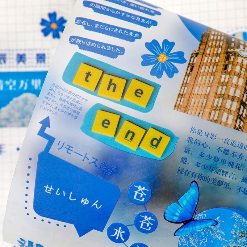

(SHARE)1 lembar Stiker Tape Kertas Washi Seri Azure Story Untuk Dekorasi Jurnal Scrapbooking DIY