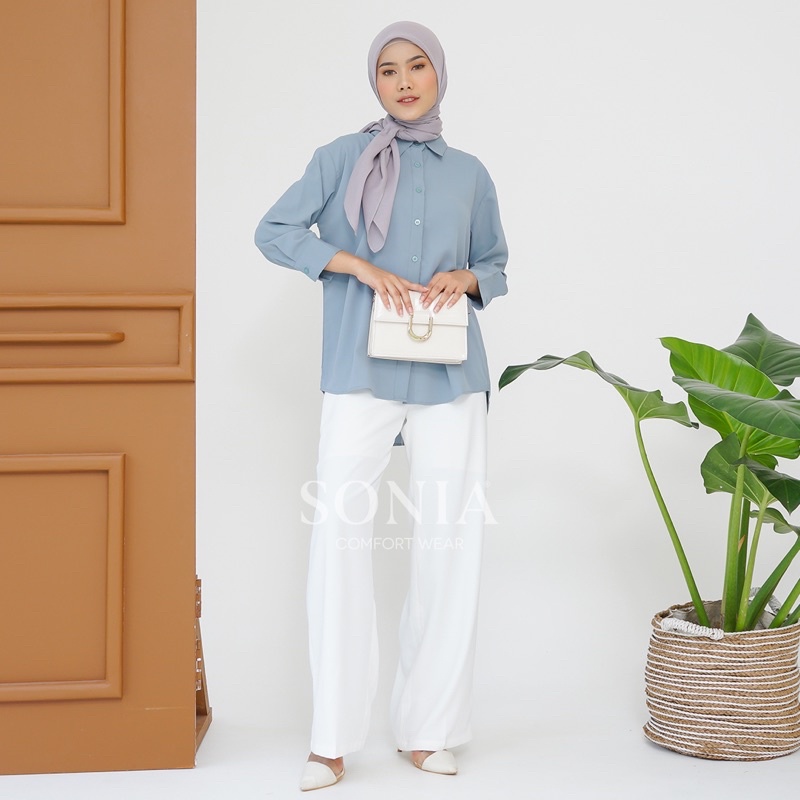 Bianca Top B2316 - SONIA / Kemeja Wanita Chiffon Premium Korea / Kemeja Wanita Sifon Lengan Panjang / Kemeja Wanita Premium / Basic sifon kemeja wanita BEST SELLER-7