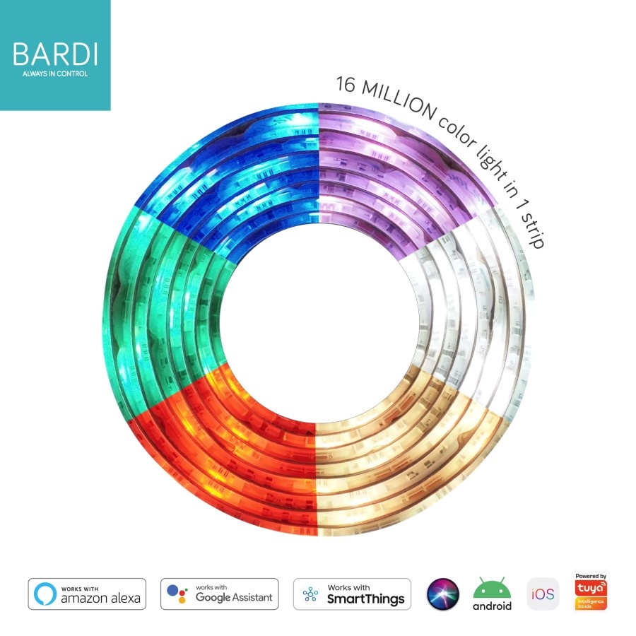 BARDI Smart LED Strip 2M RGB Lampu Pintar Wireless IoT Home Automation