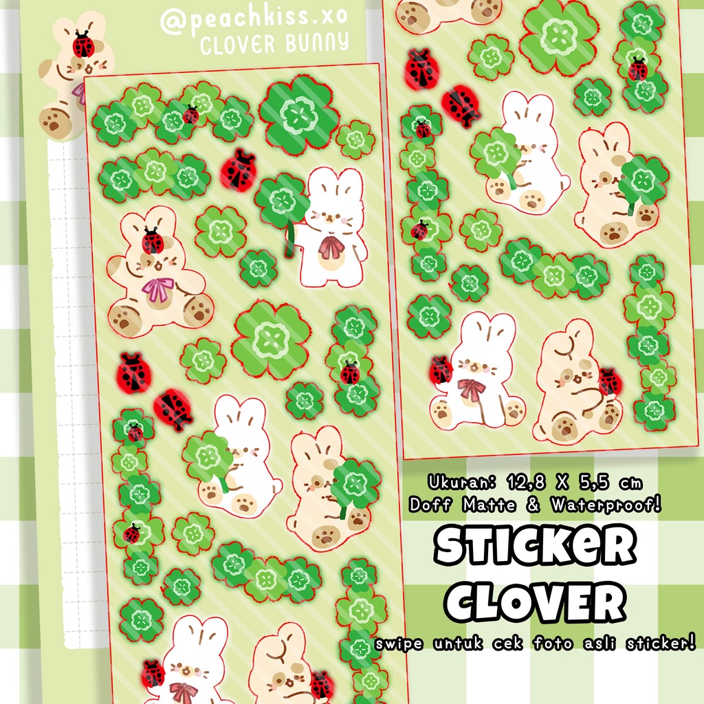 Stiker Dekorasi Photocard / Journal / Polcos Clover Bunny by @peachkiss.xo