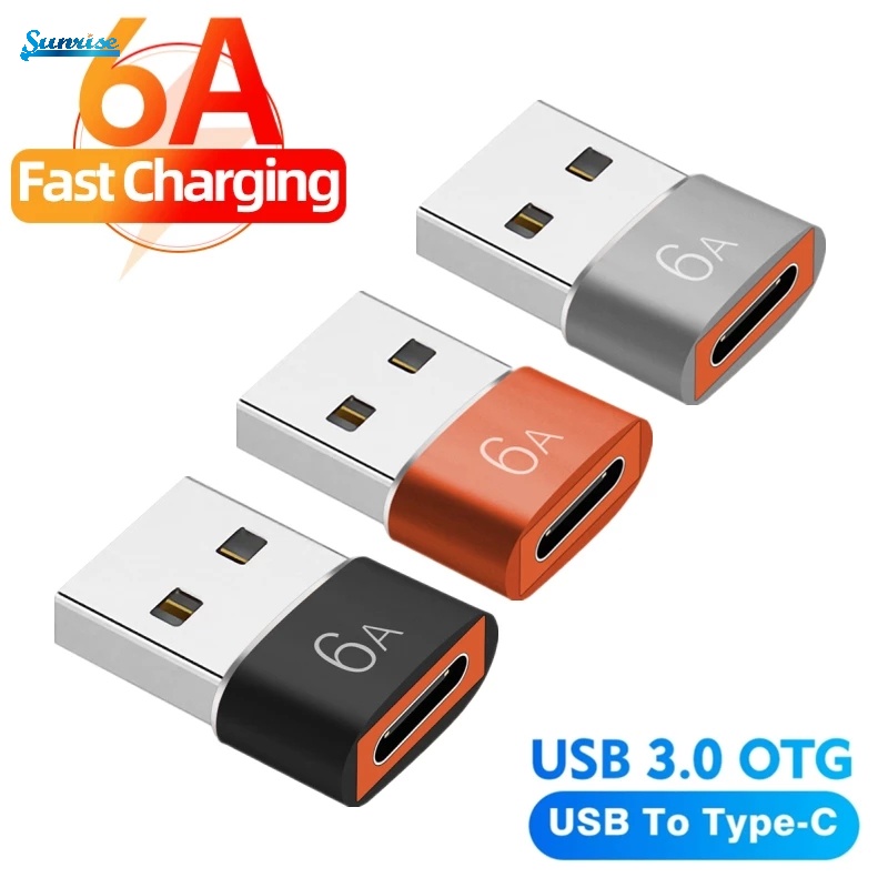 6a Adapter Konverter USB Tipe C Ke USB 3.0 OTG Female Ke USB Male Untuk Smartphone / Laptop