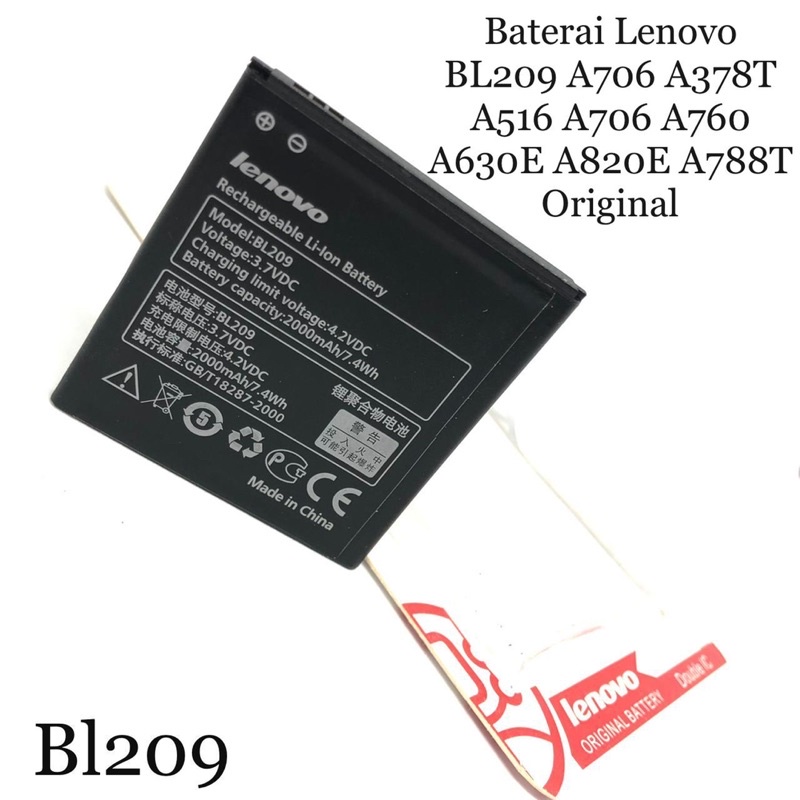 PROMO BATERAI ORIGINAL LENOVO  L209 A706 A378T A516 A760 A630E A280E A788T DOUBLE IC