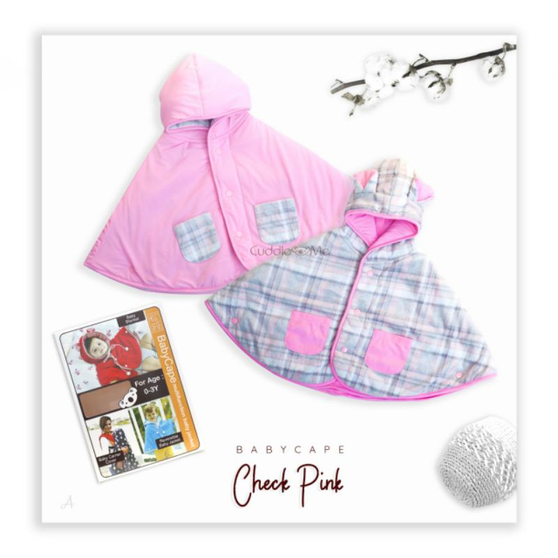 Jaket Anak CuddleMe BabyCape | Mantel Bayi Balita Cuddle Me Baby Cape | Grosir Cuddle Me BabyCape-Check Pink *New