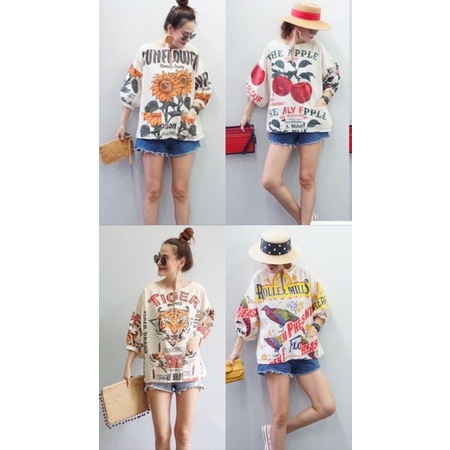 Blouse Bangkok lengan balon / baju atasan wanita tiger premium import bkk