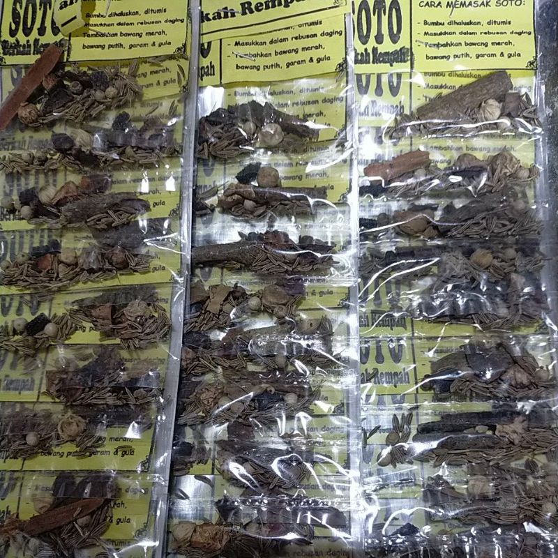 

paket bumbu soto bumbu opor bumbu rica ,rendang, sate, gulai, tongseng 500 pcs ( 1 kilo )