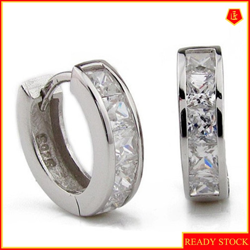 [Ready Stock]Simple Rhinestone Men's Silver Ear Clip