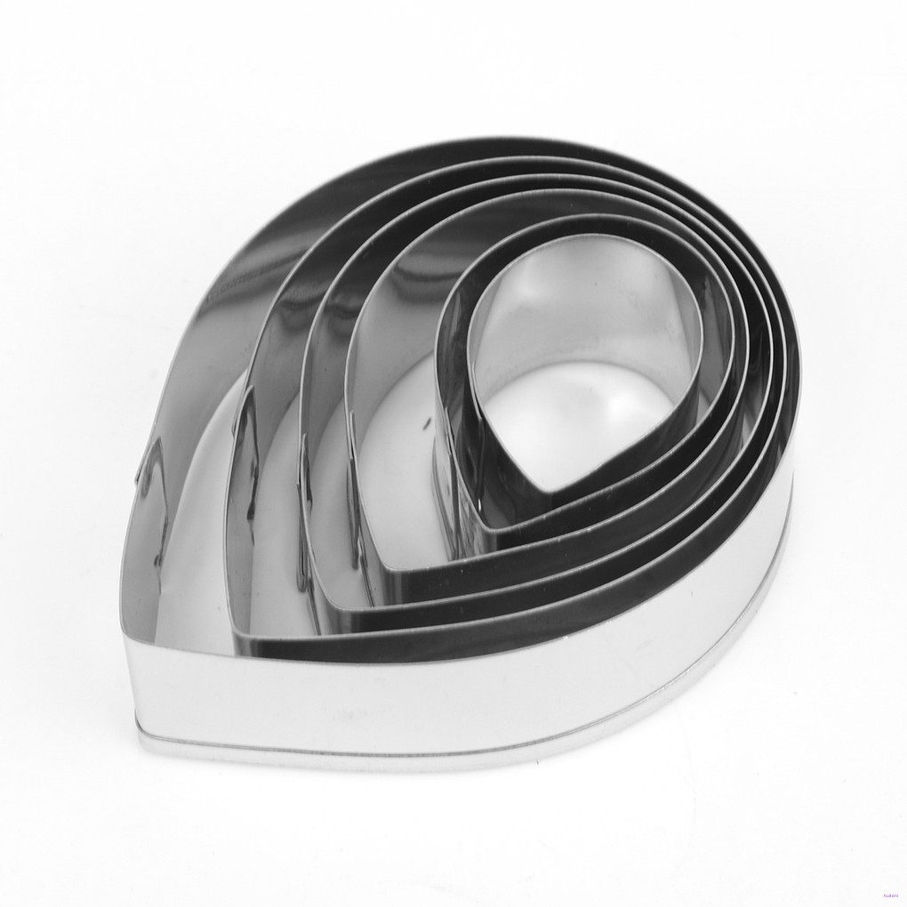 6pcs Cetakan Pemotong Adonan Kue Desain Kelopak Bunga Rose Bahan Stainless Steel