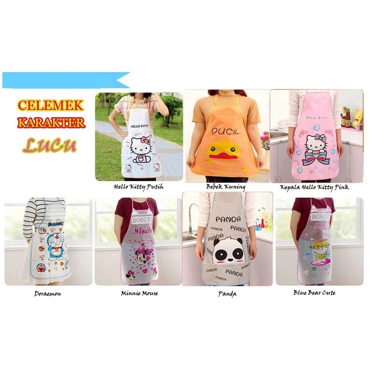 Apron Masak Transparant Celemek Dapur Waterproof Lucu Karakter Kartun