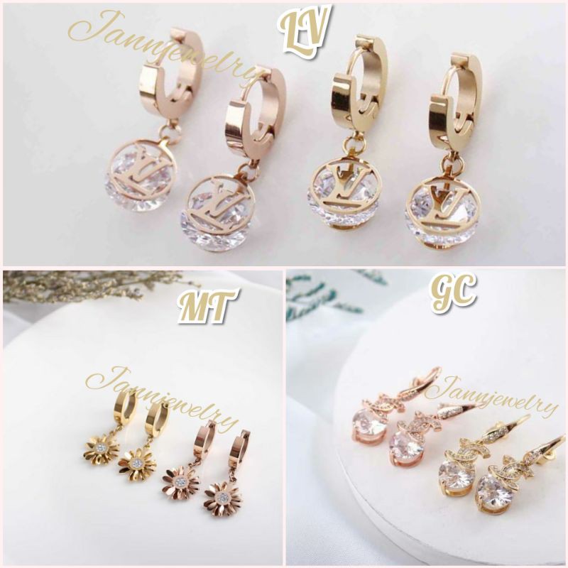 Anting Tusuk Titanium Asli Anti Karat &amp; Alergi Angka Romawi Fashion Korea Simple