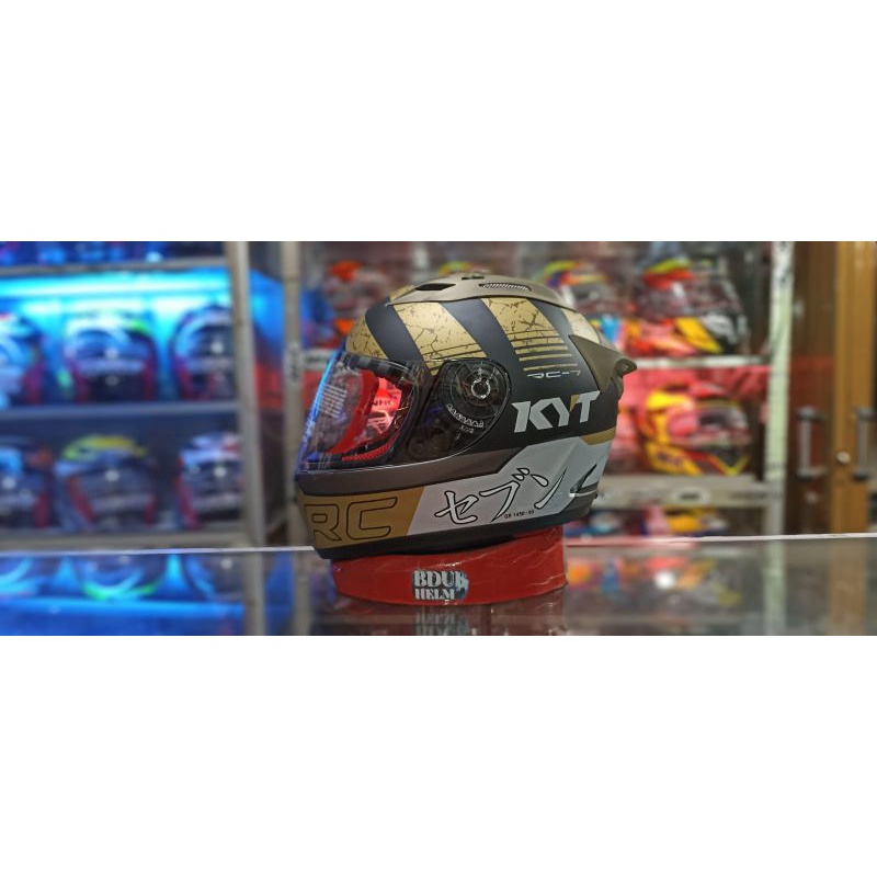 Helm full face KYT RC Seven Paket Ganteng Motif Visor Iridium Silver Stiker Set  Spoiler RC7-ORIGINAL STANDAR