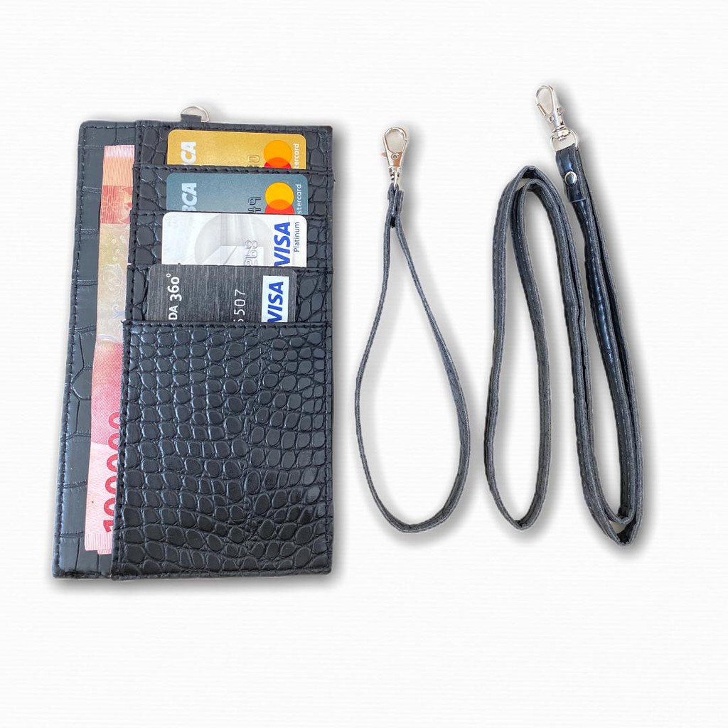 LUXTHER - PHONE WALLET EMBOSSED CROCO DOFF / ID CARD / NAME TAG / CARD HOLDER / DOMPET KARTU