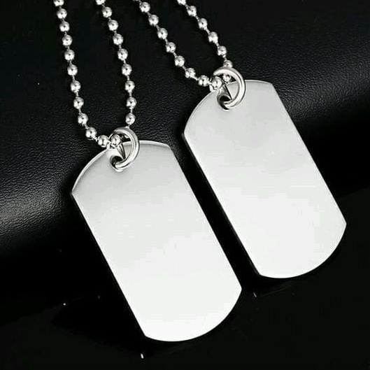 [Bayar di Tempat] Kalung Army Liontin Silver Polos Kalung Necklace Pendant Titanium