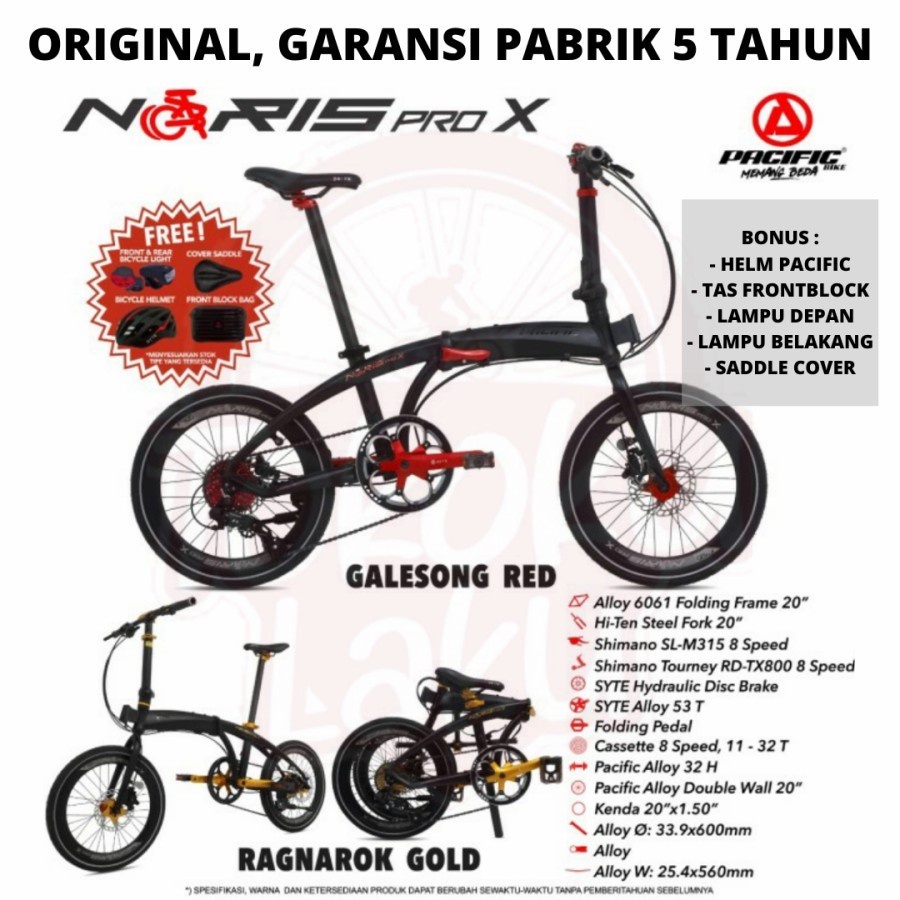 SEPEDA LIPAT PASIFIC 20 INCH NORIS PRO X HYDRAULIC 8 SPEED LIMITED EDITION