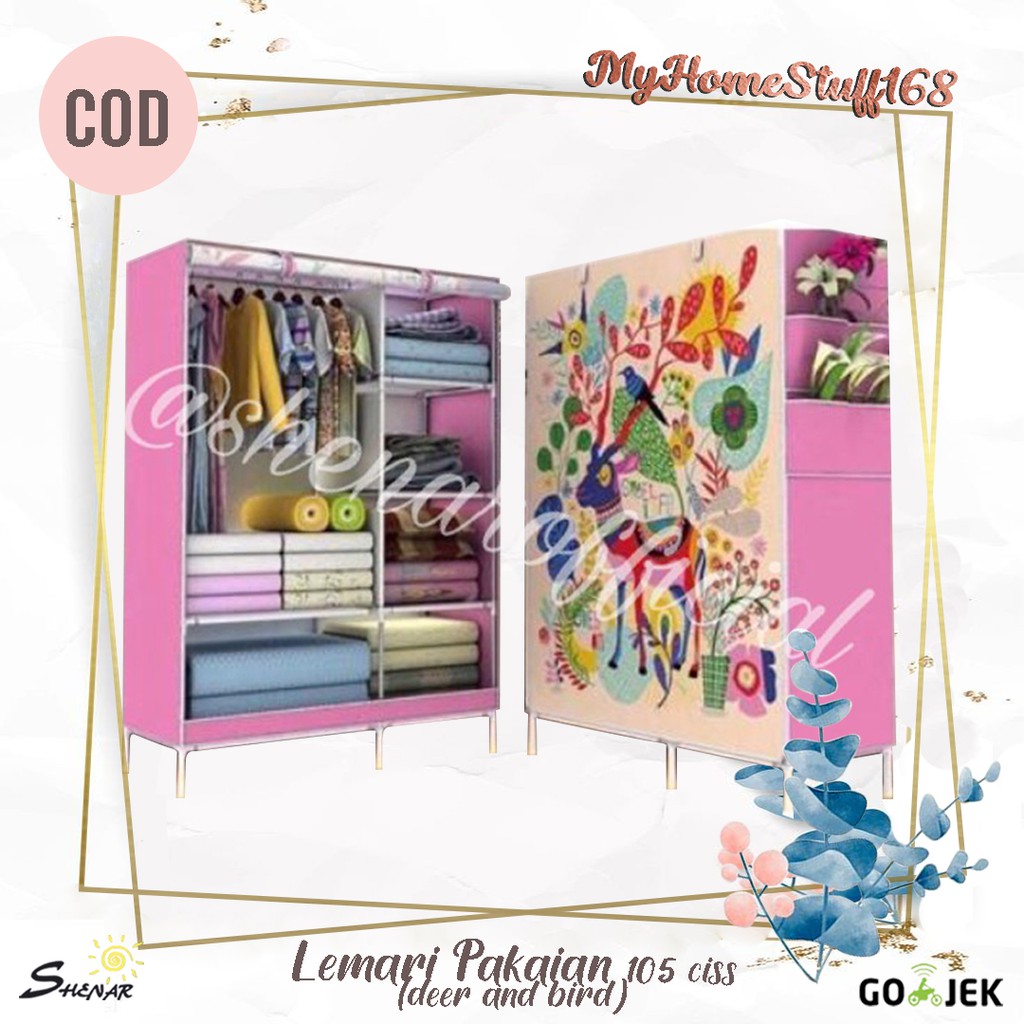 SHENAR Lemari Pakaian Portable Rak Serbaguna Organizer Tempat Penyimpanan Baju Karakter (105 CISS)