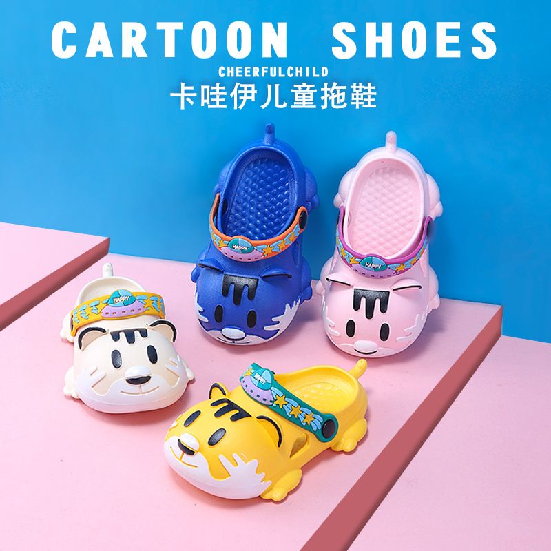 [littlecrab] Sandal Anak Harimau Sandal Crocs Anak Motif Harimau Tiger Baby Kids Shoes High Quality Biru Kuning Pink Cream Berkualitas Anti Slip Kualitas Tinggi Korean Style