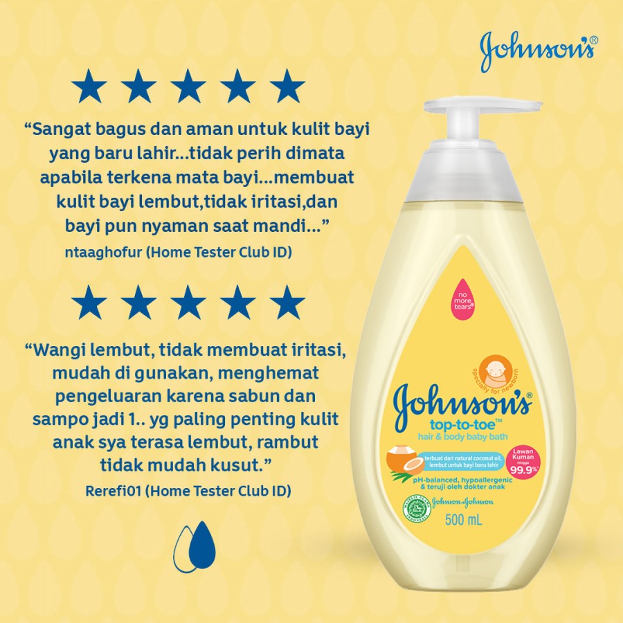Sabun Mandi Bayi 2in1 Johnson's Baby Top-to-Toe Hair &amp; Body Baby Bath 500ml