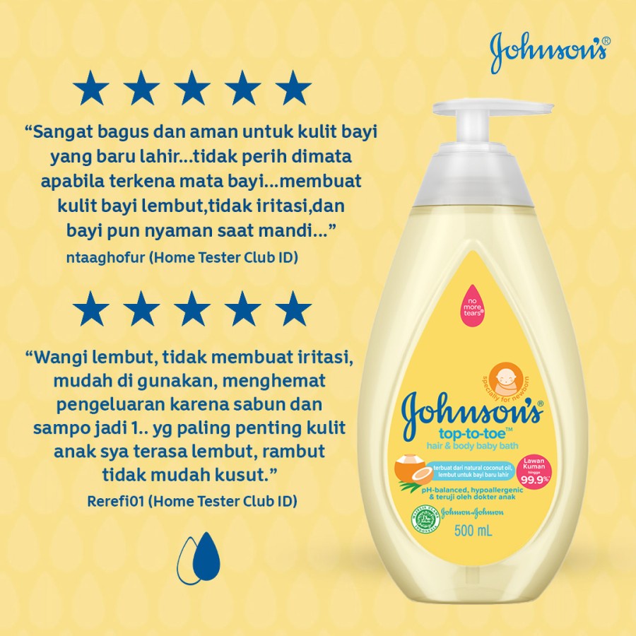 Sabun Mandi Bayi 2in1 Johnson's Baby Top-to-Toe Hair &amp; Body Baby Bath 500ml