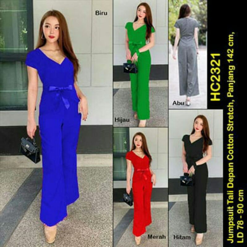 Jumsuit wanita import Fit L Model celana kulot Bahan Scuba tebal Free belt