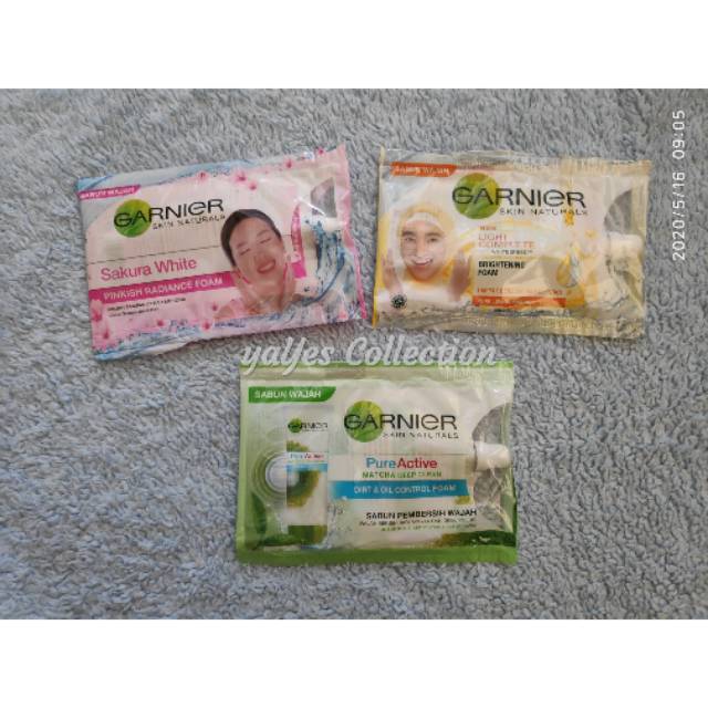 Garnier sabun pembersih wajah facial foam sachet pure active man men oil control sakura brightening