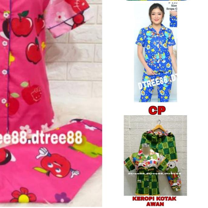 ➺ Dtree . baju tidur piyama cp dewasa motif karakter/ stelan baju tidur katun eropa ℗