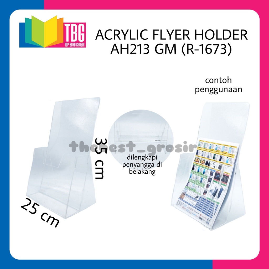 1 PCS ACRYLIC FLYER HOLDER AH213 GM / TEMPAT BROSUR / DISPLAY FLYER (R-1673)