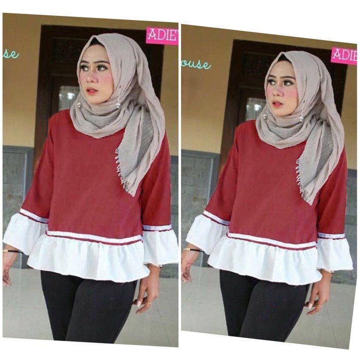 FMJ 857 Blouse Atasan Top Leza Wanita Perempuan Cewek Maroon Katun Impor Marun Cantik Adem Premium