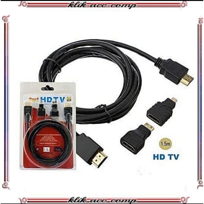 Kabel hdmi to hdmi / hdmi to micro hdmi / hdmi to mini hdmi 1,5 meter