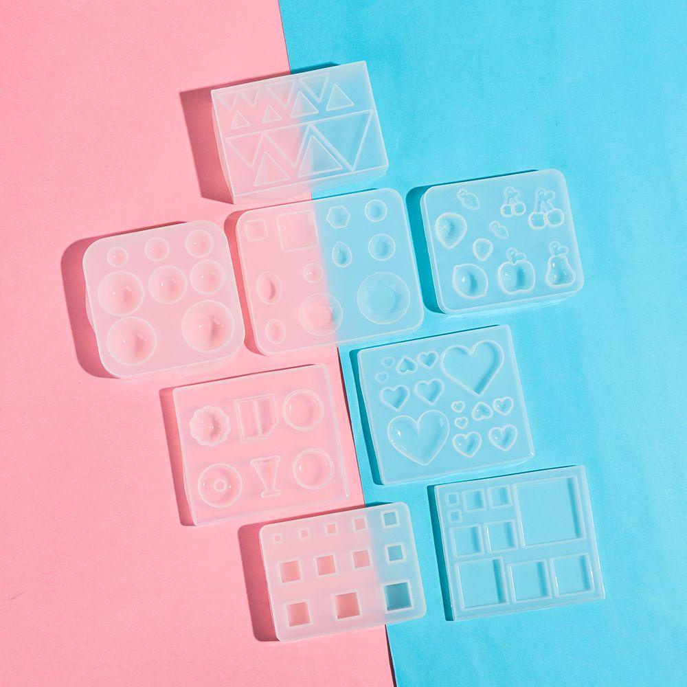 Top Resin Cetakan Silikon Kubus Segitiga Gantungan Kunci Kalung Transparan Liontin Mould