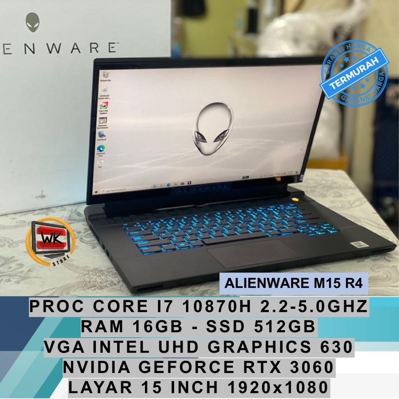 ALIENWARE M15 R4 NVIDIA GEFORCE RTX 3060 CORE I7 10870H RAM 16GB SSD 512GB LAPTOP GAMING EDITING BNO