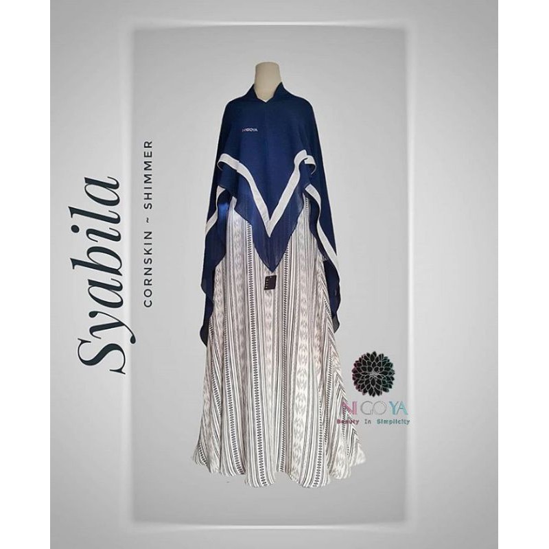 Nigoya Syari Syabila Set - Gamis Haji Umroh Mewah Cornskin Shimmer Swarovski Adem