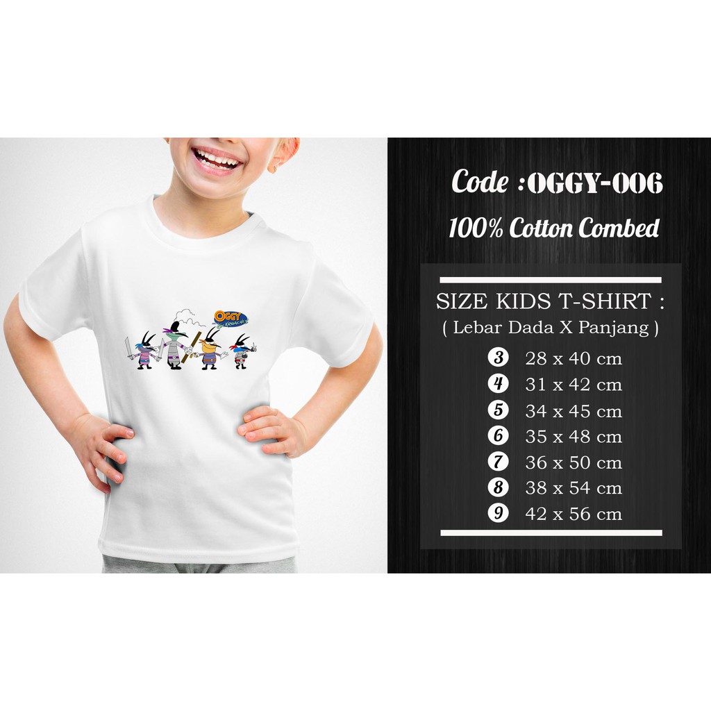 [FREE NAMA !!] Kaos Anak &amp; Family  Oggy and The Cockroaches 100% COTTON PREMIUM