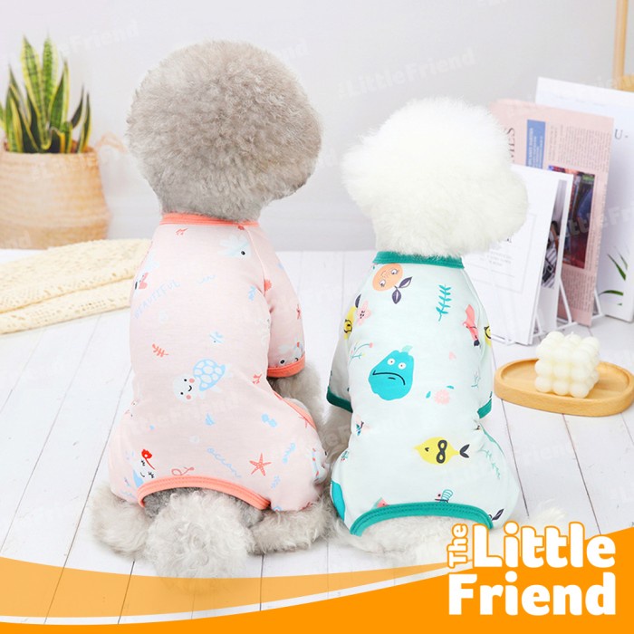 Baju Piyama Tidur Anjing Kucing Dog Cat Jumpsuit Cute Line Full Print