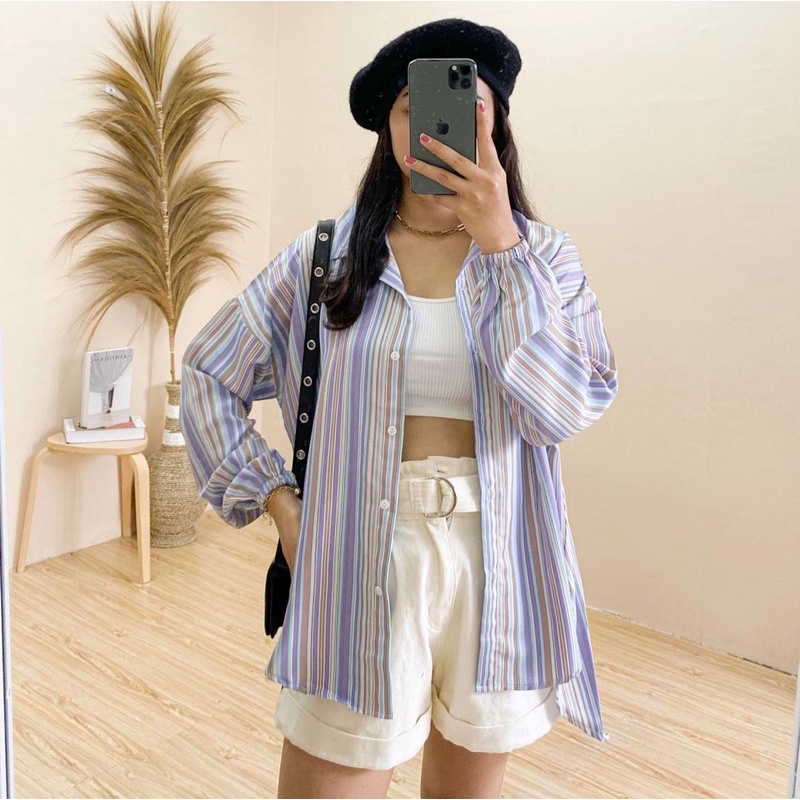 YUBY STRIPE OVERSIZE SHIRT