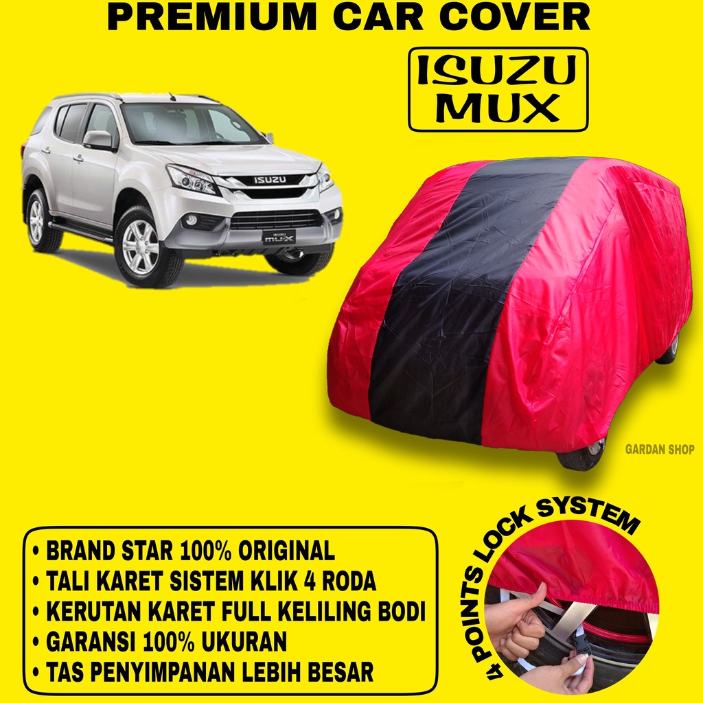 Body Cover ISUZU MUX MERAH HITAM Penutup Bodi Mobil Isuzu Mux Waterproof PREMIUM