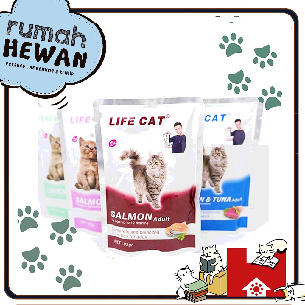 LIFE CAT Pouch 85gr Wet Cat Food / Makanan Kucing Basah LIFECAT 85Gr