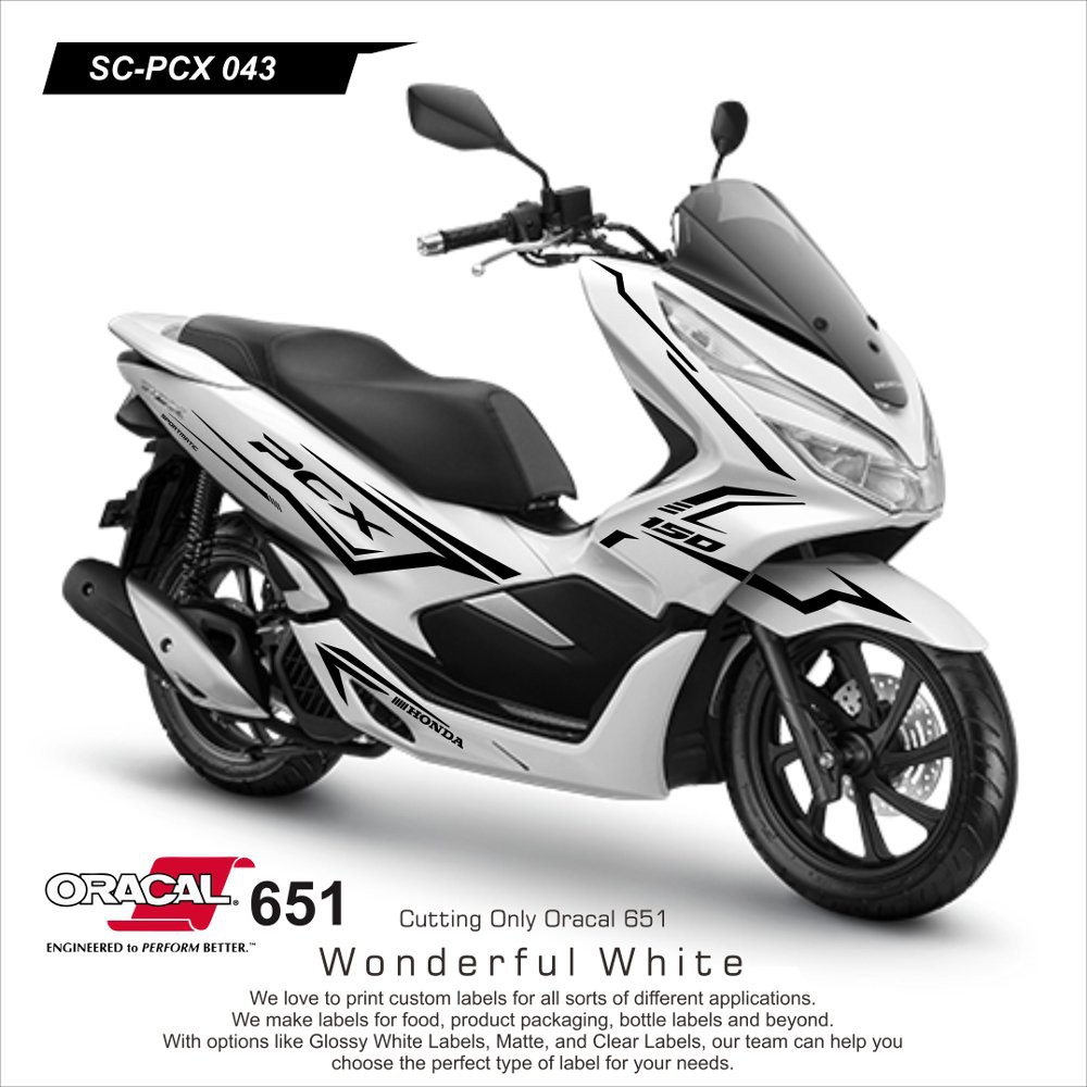 Tersedia Cutting Sticker Pcx Racing White Grey Terlaris Shopee