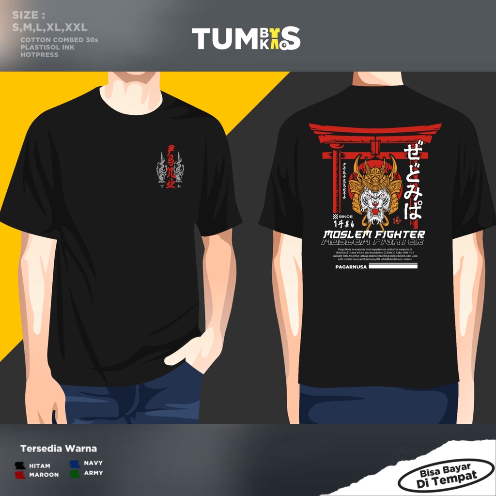 KAOS SANTRI PENCAK SILAT PAGAR NUSA NU DISTRO MOSLEM FIGHTER TERBARU SIMPLE KEREN PREMIUM MURAH / BA