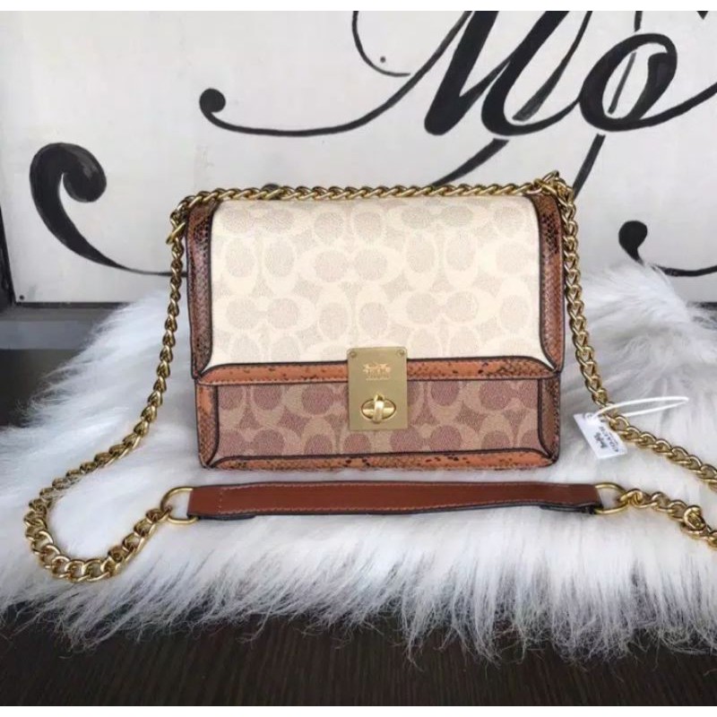 COACH HUTTON SHOULDER BAG COMBI SNAKE