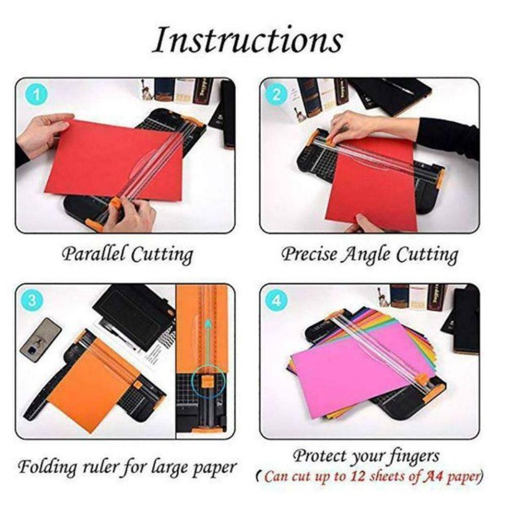 Lanfy Alas Potong|Dengan Penggaris Presisi 4warna Pemotong Kertas Foto Kartu Scrapbook