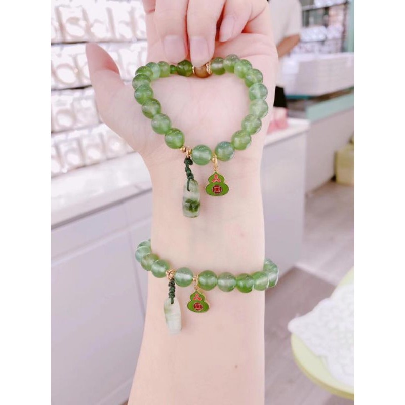 gelang batu giok impor kombi titanium/gelang batu giok gourd impor