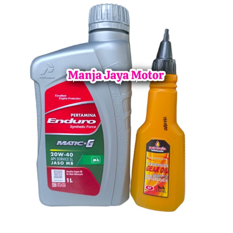 paket oli mesin enduro matic G 1liter 20w-40 + oli gardan petro 150ml for n-max / aerox